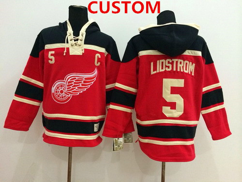 Men%27s Custom Old Time Hockey Detroit Red Wings Red Hoodie->customized nba jersey->Custom Jersey